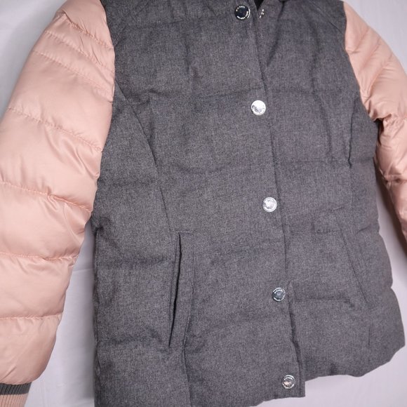 Michael Kors kids puffer hooded jacket girls size 6 pink/gray pre-owned - Picture 2 of 10